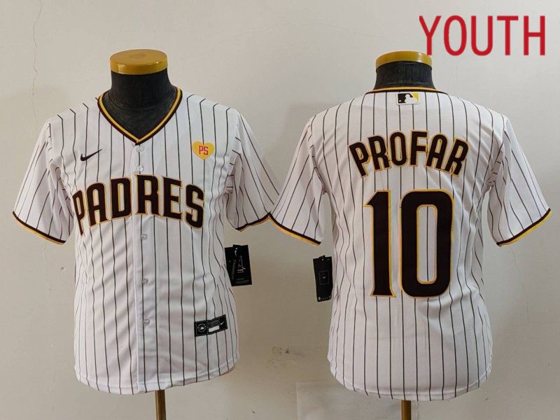 Youth San Diego Padres #10 Profar White Stripe Game 2024 Nike MLB Jersey style 9033->women ncaa jersey->Women Jersey